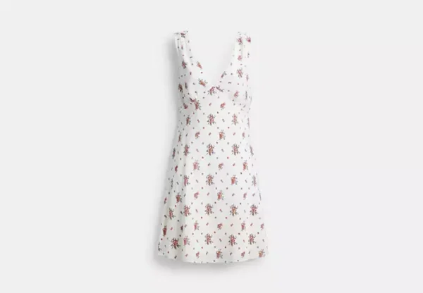 spring blossom print silk dress