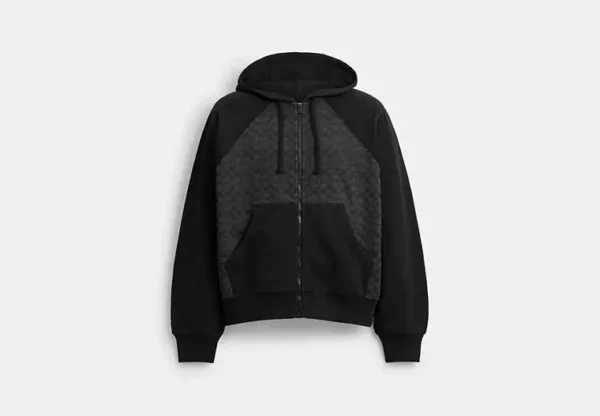 signature full zip hoodie in organic cotton