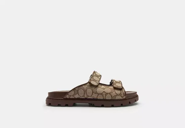 double banded sandal in signature jacquard