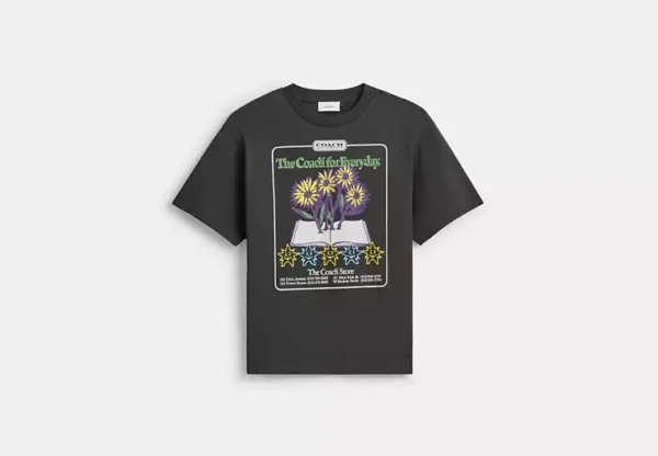 collage flower relaxed t shirt in organic cotton