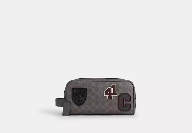 large travel kit in signature canvas with patches large travel kit in signature canvas with patches