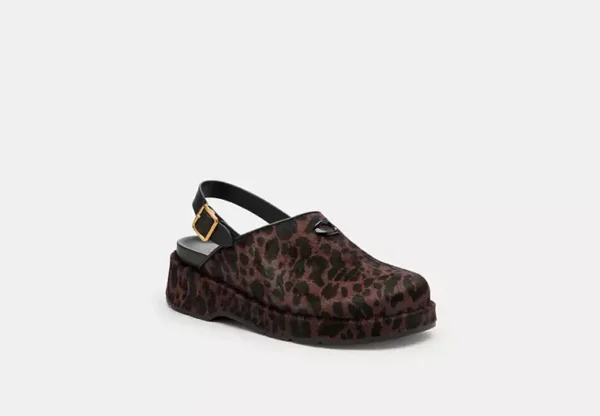 sculpted c platform clog with leopard print