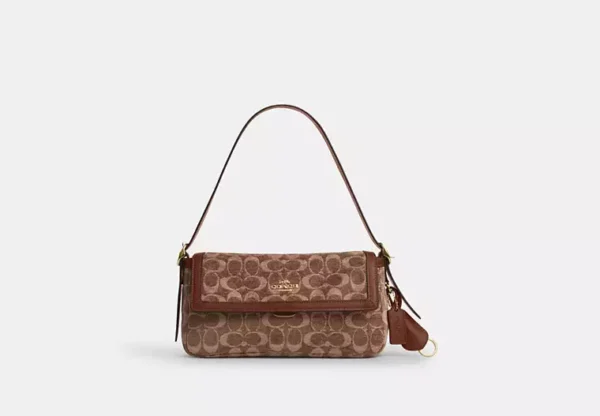 etta small flap shoulder bag in signature chenille