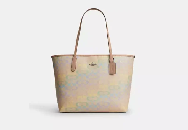 city tote bag in rainbow signature canvas