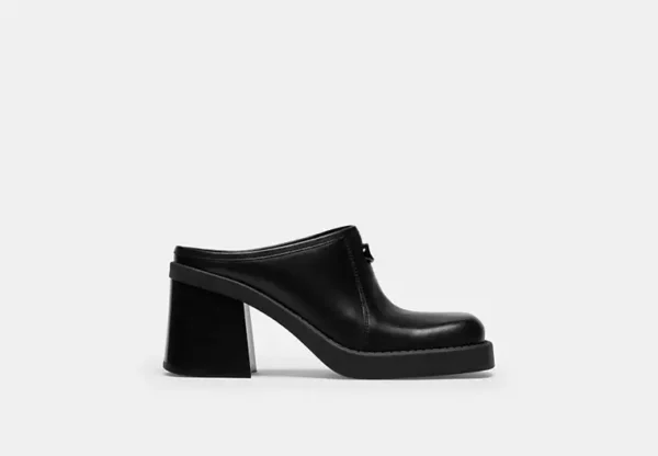 sculpted c heeled mule
