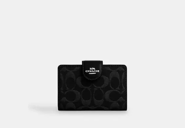 medium corner zip wallet in signature denim