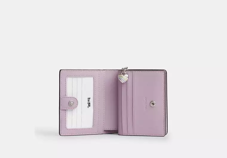 snap wallet in signature leather with heart charm snap wallet in signature leather with heart charm