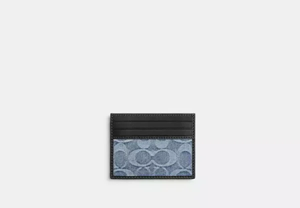 slim id card case in loved signature denim