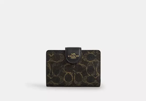 medium corner zip wallet in loved signature canvas