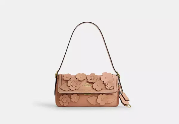 etta small flap shoulder bag with floral applique